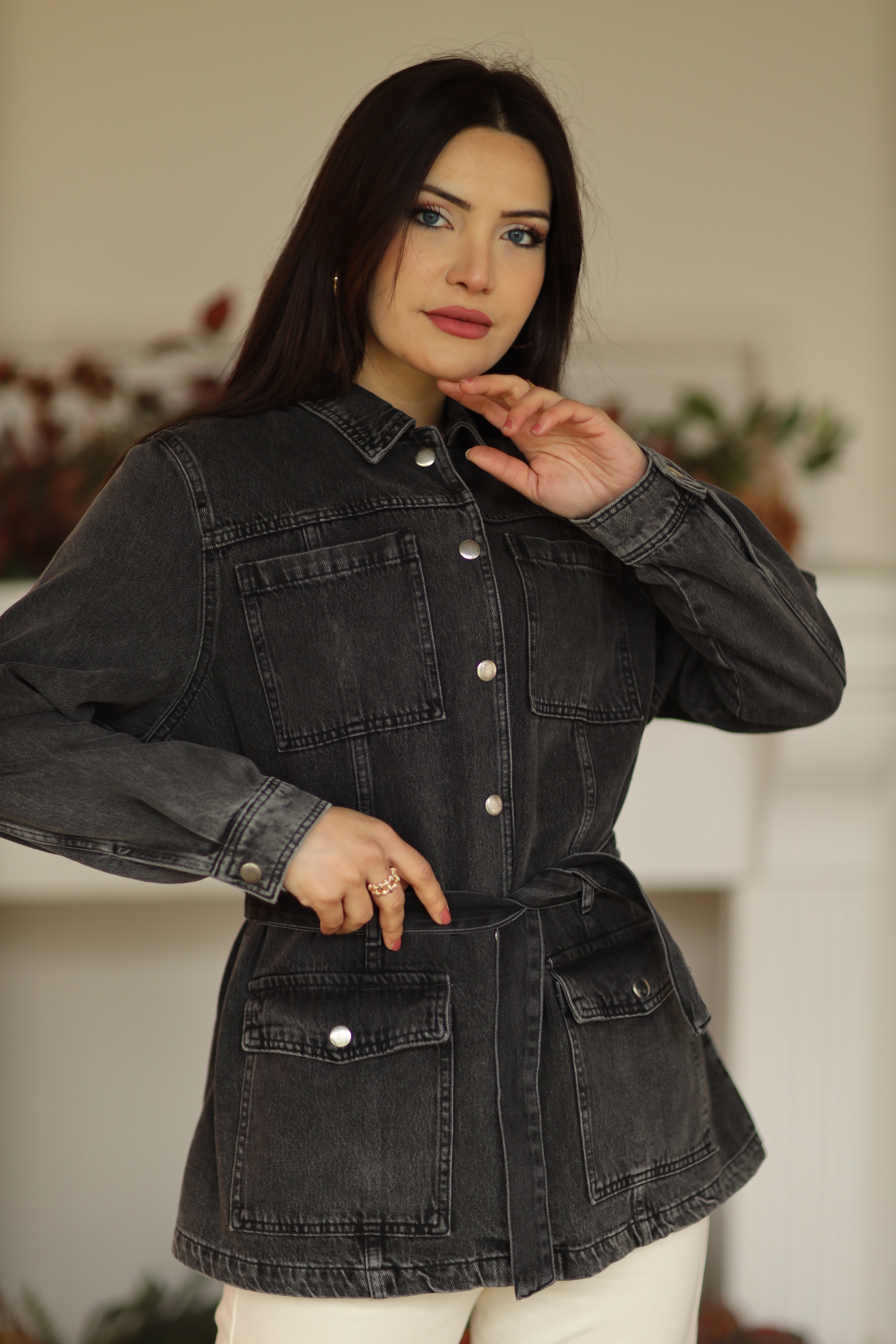 Düğmeli Denim Ceket